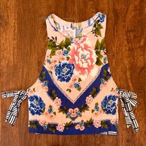 Free People Boho Sweet Love Floral Tie Crop Top